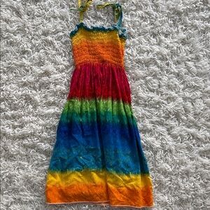 Girls Rainbow Tie-Dye Sundress with Smocked Bodice